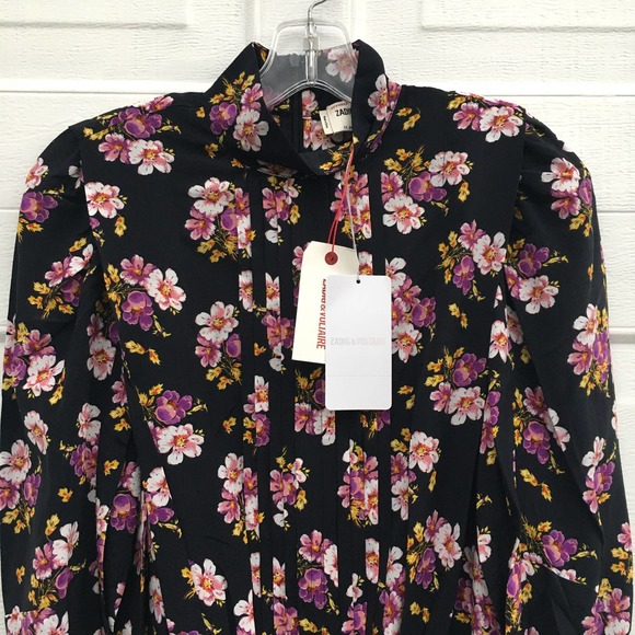 ZADIG & VOLTAIRE Rabbi Peonies Dress Floral Silk Mini - Picture 6 of 8